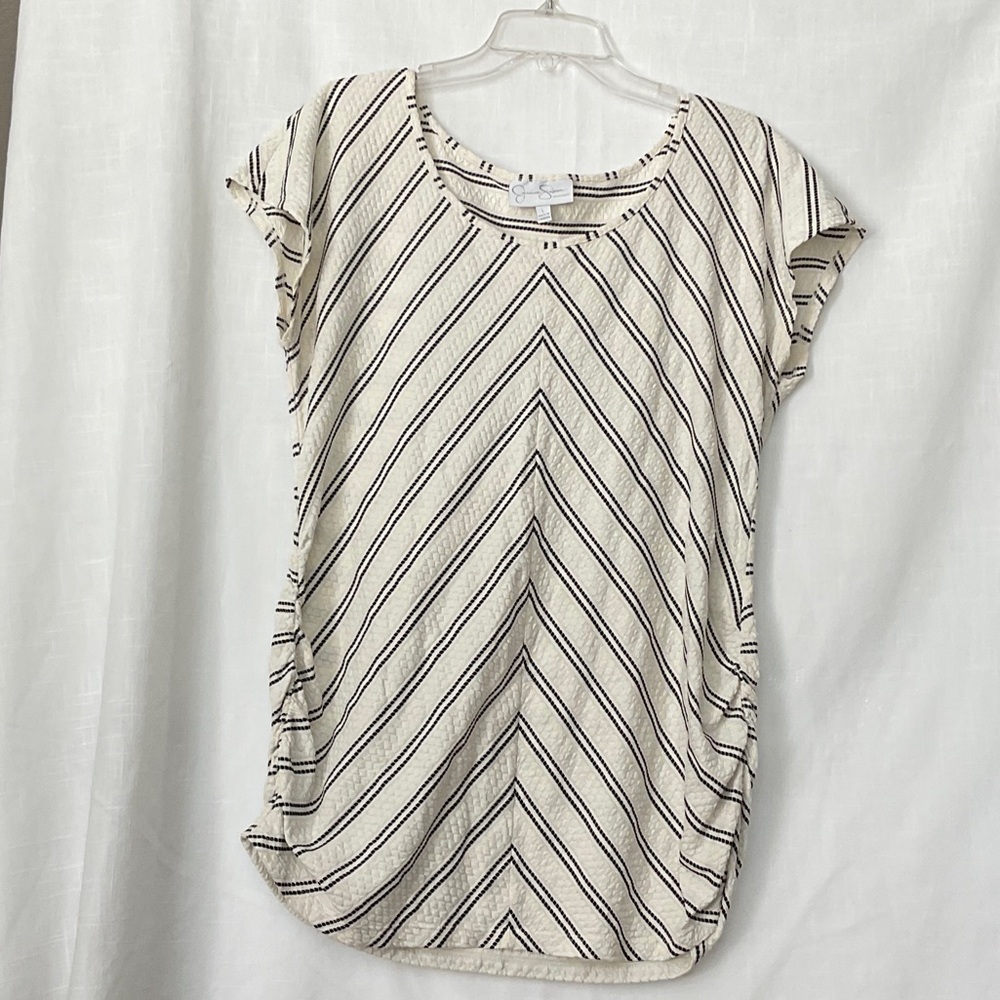 Jessica Simpson Striped Cream and Black Maternity Tee